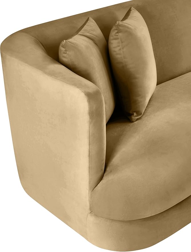 Meridian Furniture 699Camel-L Alder Collection Modern | Contemporary Loveseat with Ultra Luxe Camel 460 GSM Velvet Solid Wood Frame 66 W x 36 D x 30 H Camel