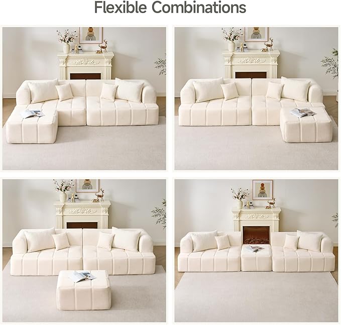 ONBRILL 97” Modular Sectional Sofa with Deep Seat Cloud Sectional Couch with L-Shape ChaiseChenille Upholstered Couches for Living Room Bedroom ApartmentsNo Assembly Required