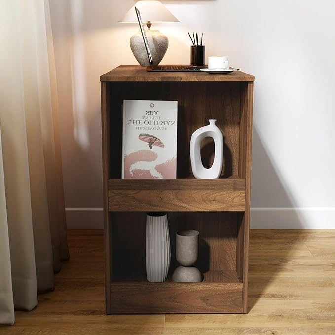 Computer Desk with Storage Drawers Modern Corner Workstation with Extendable Table Walnut Writing Desk for Small Spaces Home Office Folding Table with Cabinet