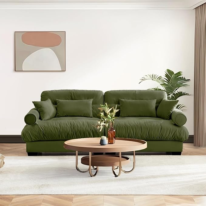 SoarFlash Modern Living Room Velvet Recliner Sofa Small Sofa Loveseat Sofa for Apartment Green