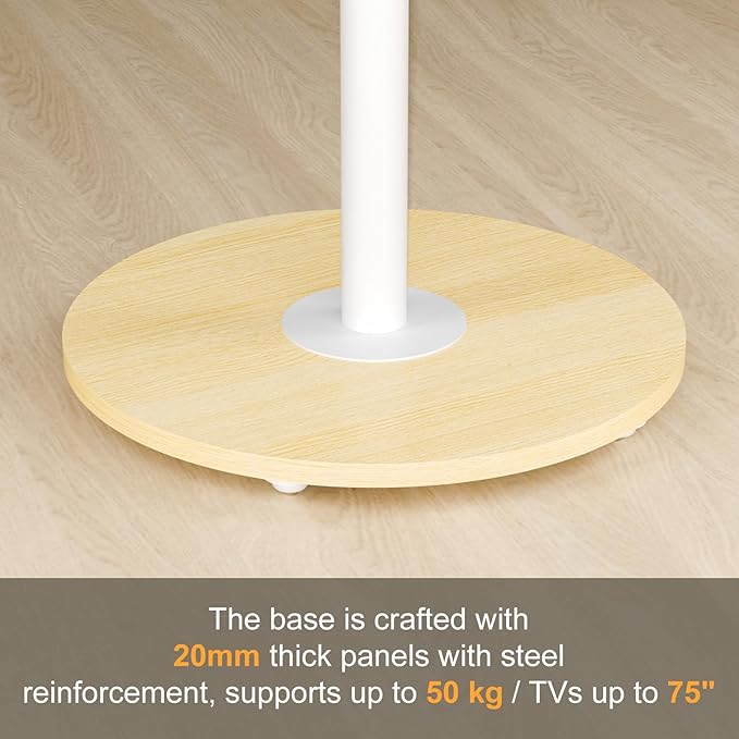 unho White Rolling tv Stands for Living Room Swivel Portable tv Stand on Wheels for 40-75 Inch LCD LED OLED TVs Height Adjustable&ampWood Basecorner tv Stand Mobile TV Cart Holds up to 110Lbs