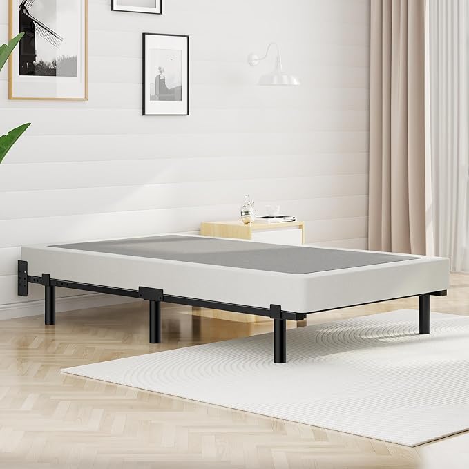 Twin Bed Frame 7 Inch Basics Metal Bed Frame Heavy Duty 9-Leg Base for Box Spring and Mattress Noise-Free Easy Assembly Black