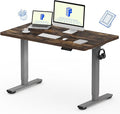 FLEXISPOT EN1 One-Piece Standing Desk 48 x 24 Inches Height Adjustable Electric Desk (Silver Frame + Rustic Top 2 Packages)