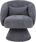Swivel Accent Chair Swivel Barrel Chair with Pillow 360 Degree Swivel Armchair Round Club Chair for Living Room Bedroom Office Lounge (Dark-Gray+Linen)