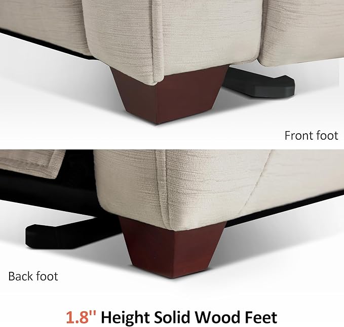 MCombo Power Zero Wall Hugger Recliner Chair for Small Space RV Living Room Power Recliner with Adjustable Headrest USB &amp USB-C Charging Ports Fabric ST257 (Beige)