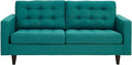 Modway EEI-1547-TEA Empress Mid-Century Modern Upholstered Fabric Loveseat In Teal
