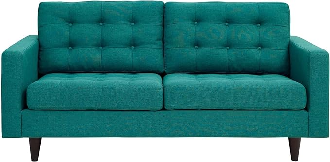 Modway EEI-1547-TEA Empress Mid-Century Modern Upholstered Fabric Loveseat In Teal