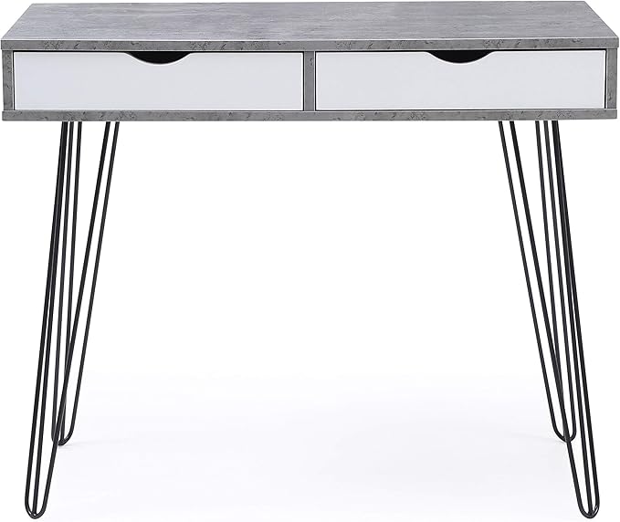 AC Pacific Laurel Small Desk with Drawers for Bedroom Study Home Office or Dorm Stylish Modern Table for Computer or Vanity Use with Marbling Design Gray