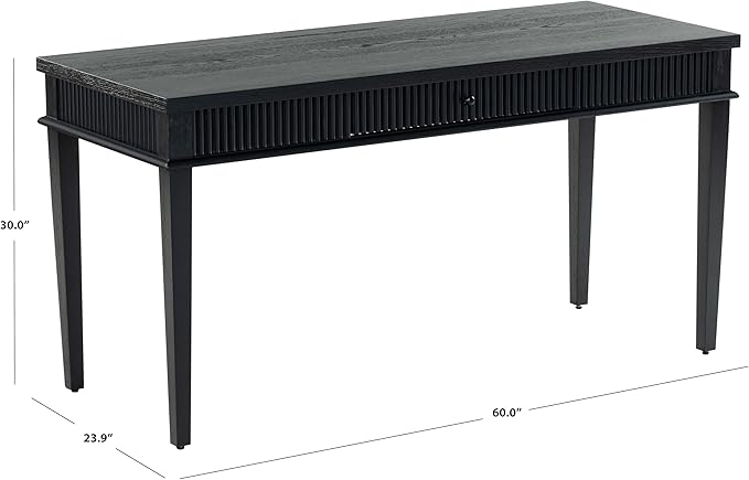 SAFAVIEH Couture Collection Shelbie Black 1-Drawer Reeded Computer Table Office Writing Desk