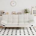 Futon Sofa Bed Convertible Couch White Faux Leather Sofa Bed with Memory Foam Adjustable Backrest &amp Armrests Multifunctional Small Loveseat Sleeper Sofa for Living Room Apartment Office