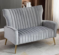 Artechworks Tufted Contemporary Velvet Wingback HighBack Loveseat Sofa Chair Upholstered Couch with Gold Metal Legs Two-Seat Sofa for Living Room Bedroom Apartment Small Space Dorm Grey