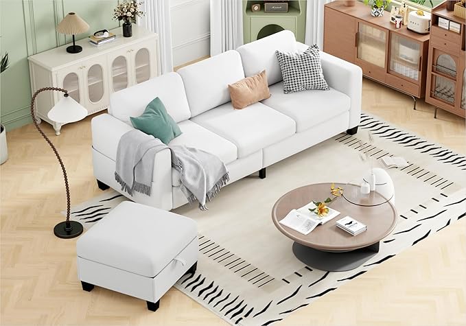 Sectional Couches for Living Room - Convertible L Shaped Couch with Storage Ottoman 3 Seater Modern Velvet Grey Sofa for Small Space Studio Basement Loft