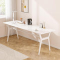Solid Wood Study Desk - 71 Double Long Computer Table for Home Office 2-Person PC Workstation White