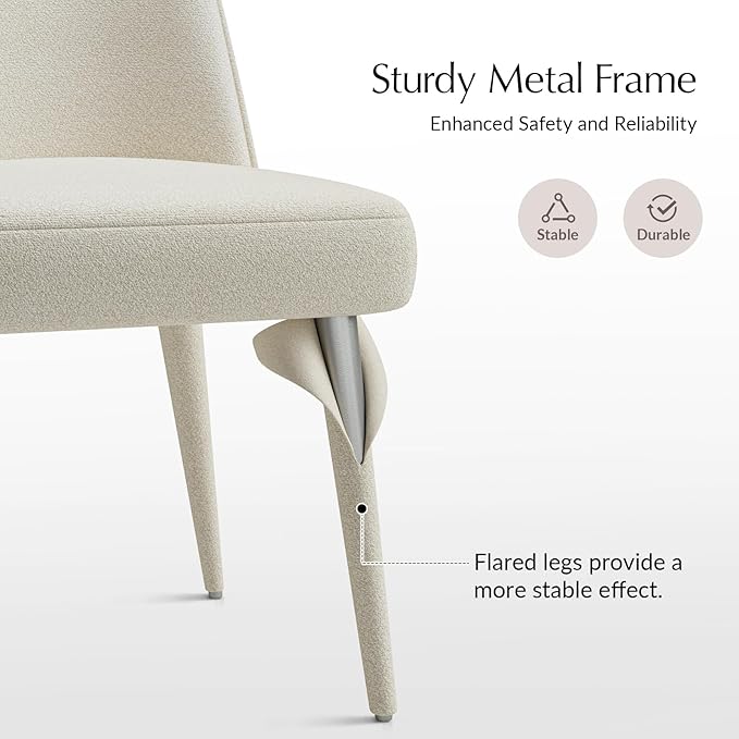 HULALA HOME Modern Dining Chairs Set of 4Linen Fully Chenille Upholstered Dining Room Chairs Set with Foot Peg Solid Wood Frame Armless Kitchen Accent Chairs for Living Room Bedroom Reception