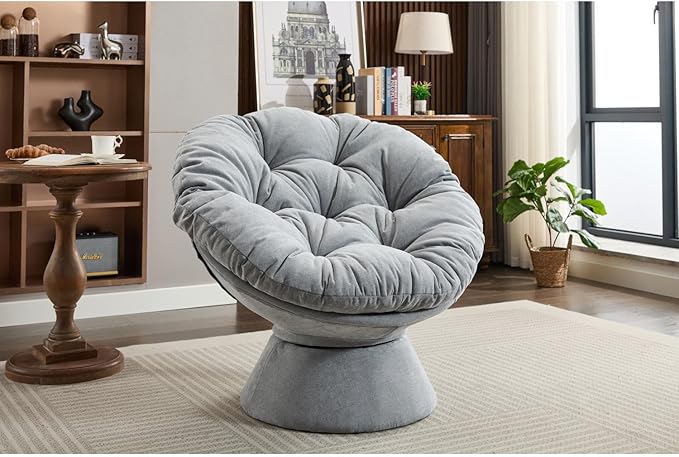 Oversized Swivel Accent Chair 360° Rotating Barrel Chair for Living Room Chenille Lounge Chair for Bedroom Relaxation