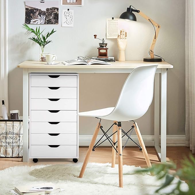 7 Drawers Filing Cabinet Vertical File Cabinet for Home Office Mobile Under Desk Office Storage Cabinets with Wheels (White 7 Drawers)