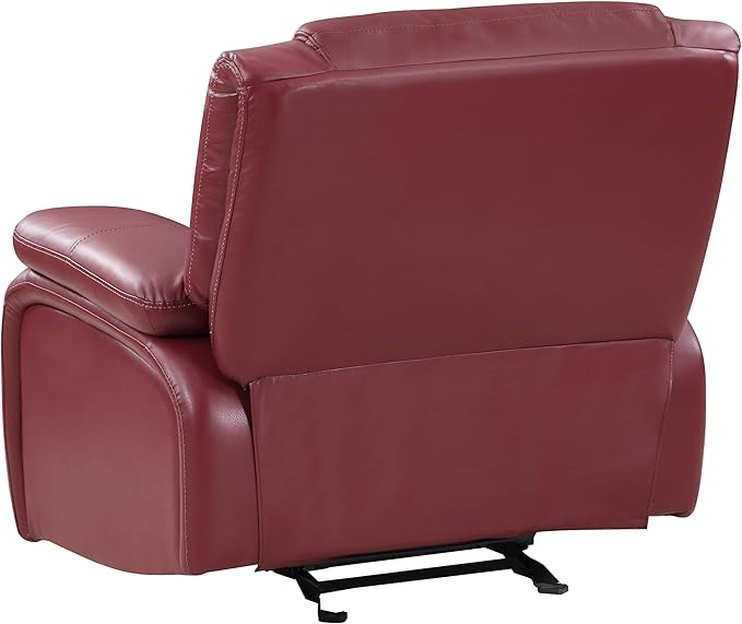 Coaster Home Furnishings - Camila - Leatherette Upholstered Glider Recliner Chair - Manual Recline Padded Armrests Plump Back Smooth Gliding Motion - Living Room - 38-Inch - Red - 610243