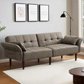 Futon Sofa Bed Sleeper Sofa Small Couch with Storage Adjustable Armrests Pillows Faux Leather Loveseat Mid Century Modern Couches for Living Room Bedroom Apartment Grey