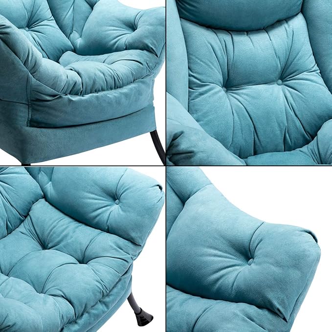 HollyHOME Lazy Chair with Armrest and Side Pocket Comfy Accent Lounge ChairLeisure Sofa Armchair for Living Room Bedroom Dorm or Small Spaces Oversized Reading Sofa Chair Textured Blue