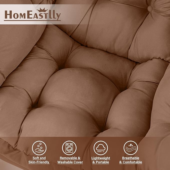 Lazy Chair with Ottoman Large Khaki Accent Chair with Ottoman Comfy Reading Armchair Leisure Sofa Chair for Living Room Bedroom Dorm Room Office