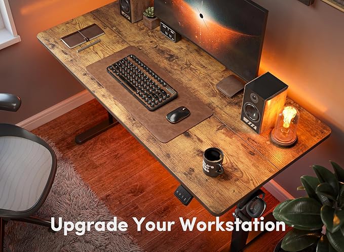 FEZIBO Electric Standing Desk 48 x 24 Inches Height Adjustable Stand up Desk Sit Stand Home Office Desk Computer Workstation Vintage Brown