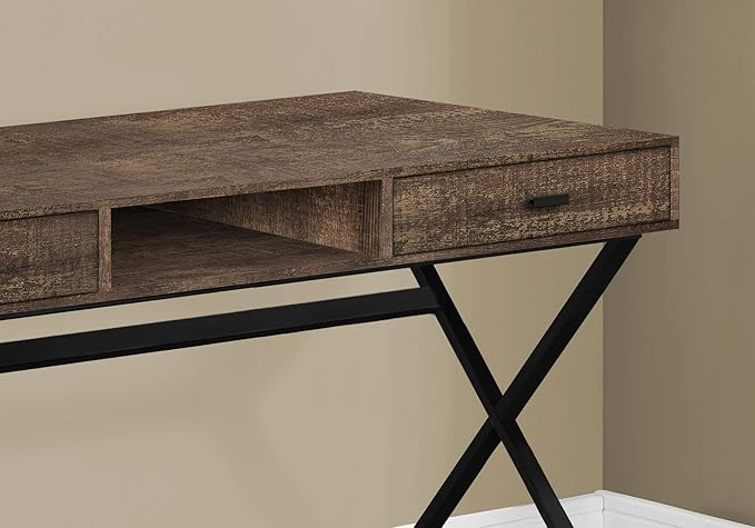 Computer Desk Home Office Laptop Storage Drawers 48 l Work Brown Laminate Black Metal Contemporary ModernBrown