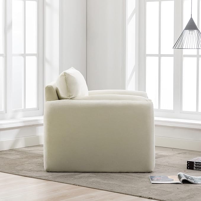 Modern Style Chenille Oversized Armchair Accent Chair Single Sofa Lounge Chair 38.6'' W for Living Room BedroomCream