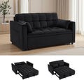Loveseat Sleeper Sofa 3 in 1 Convertible Sofa Bed Adjustable Backrest Comfy Pull Out Couch Modern Upholstered Sofa for Living Room Bedroom Apartment Small Space (Black)