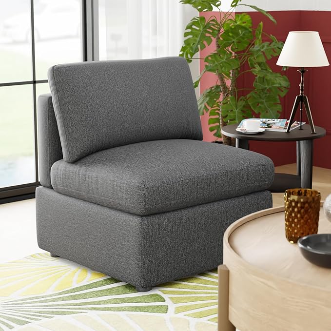 PayLessHere Sofa Couch Convertible Sofa 1-Seat Sofa Modular Sectional Sofa Couch for Living Room Bedroom OfficeDark Gray