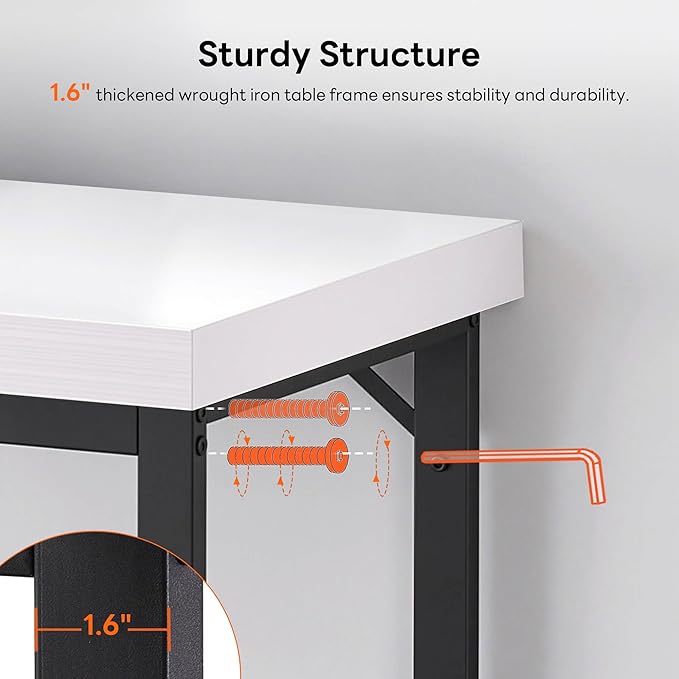 ivinta L Shaped Desk Modern Corner Home Office Computer Desk with 2 Thicker Desktop for Study Work Simple Reversible Worksation with Metal Frame for Bedroom Living Room Novas (White)