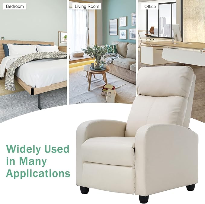 Recliner ChairSingle SofaLiving Room ChairsReading ChairRecliner Chairs for AdultsReclining SofaHome Theater SeatingLash Recliner ChairBeige