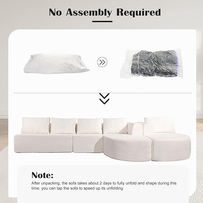 144 Sectional Couches for Living Room Comfy U-Shaped Cloud Couch with Chaise Lounge Modern Deep Seat Boneless Sofa No Assembly Required (Boucle White)