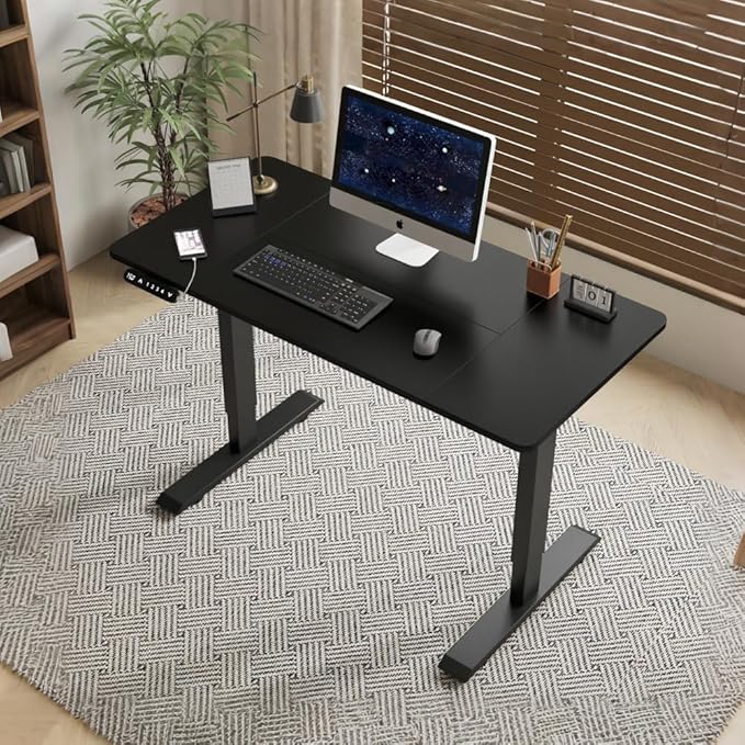 55 Inch Electric Standing Desk Height Adjustable Computer Gaming Desks for Home Office Bedroom Craft Study Table and Work Standing DesksBlack