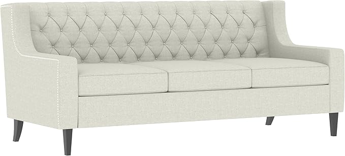 GDFStudio 78.75 3-Seater Sofa Button Tufted Backrest Big Comfy Couch with Plush Cushions Mid Century Modern Couches Home Living Room Sofa Upholstered Sofas &amp Couches for Apartment Bedroom Bei