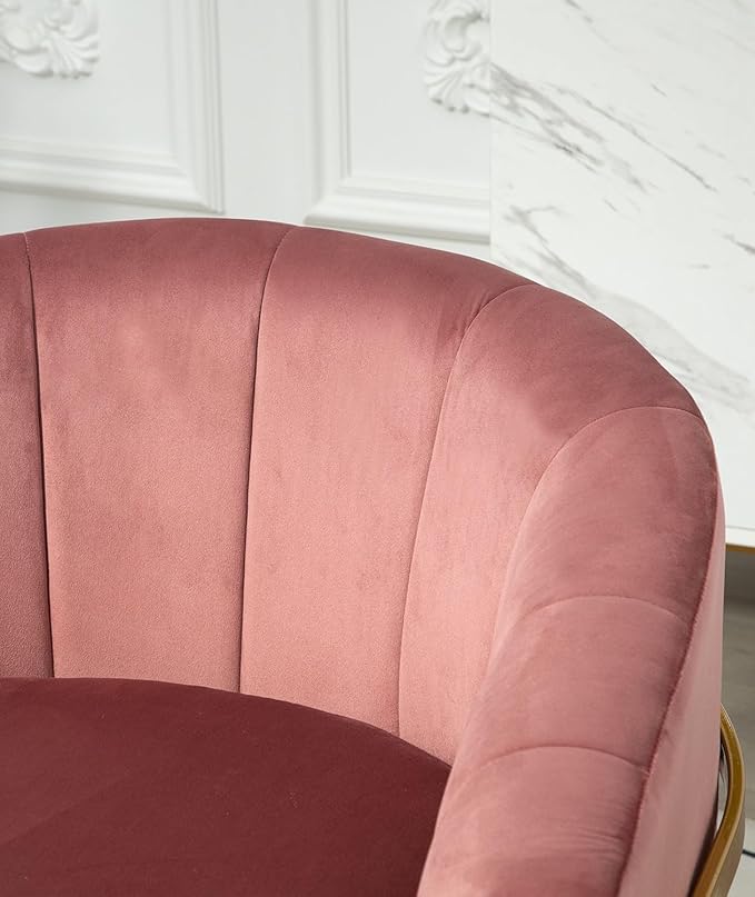 Velvet Modern Accent Armchair - Luxury Gold Frame | Versatile Seating for Living Room Bedroom Office Rose