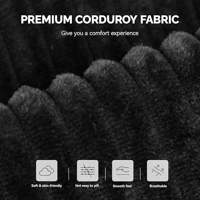 128 Oversized Modern Curved SofaBoneless Cloud Sectional Couch with Deep SeatNo Assembly Required Corduroy Couches for Living RoomBlack1 PCS
