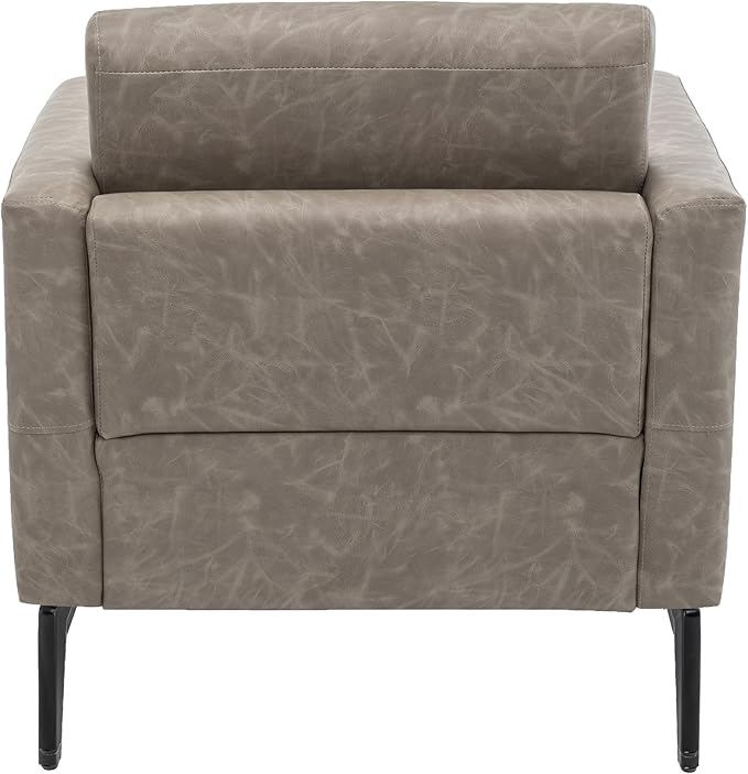 MINCETA Accent ChairsArmchair(Seat Area:19.7 D x 19.7 W)Modern Comfy Reading Chairs for Small Space Living RoomReading RoomPU Leather in Greige