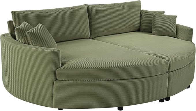 JUSTONE Ultimate Comfort 102.3 Oversized Sofa Bed Double Chaise Lounge with Deep Seat &amp USB Charging Multi-Functional Green Loveseat for Living Room