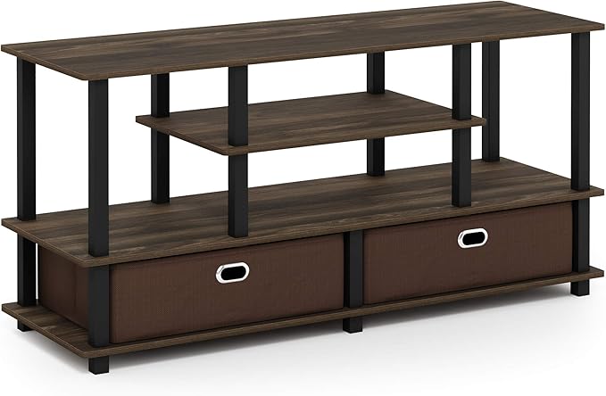 Furinno JAYA Large Stand for up to 50-Inch TV Columbia Walnut/Black/Dark Brown