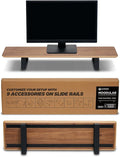 Moodular Wooden Monitor Stand 33.4” (85cm) Desk Organizer with Metal Slide Rails for Drawer Tray Laptop Tablet Phone &amp Headphones Customizable Riser for Organized Workspace Walnut MS85-W