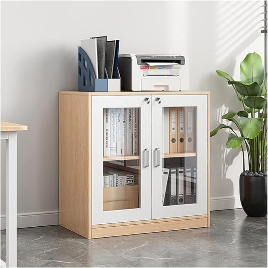HASMI Filing Cabinet File Cabinet Wooden Office Cabinet with Glass Data Cabinet with Lock Financial Storage Filing Cabinet Storage Small Bookcase Floor Storage Cabinet (Color : 1 Size : A)