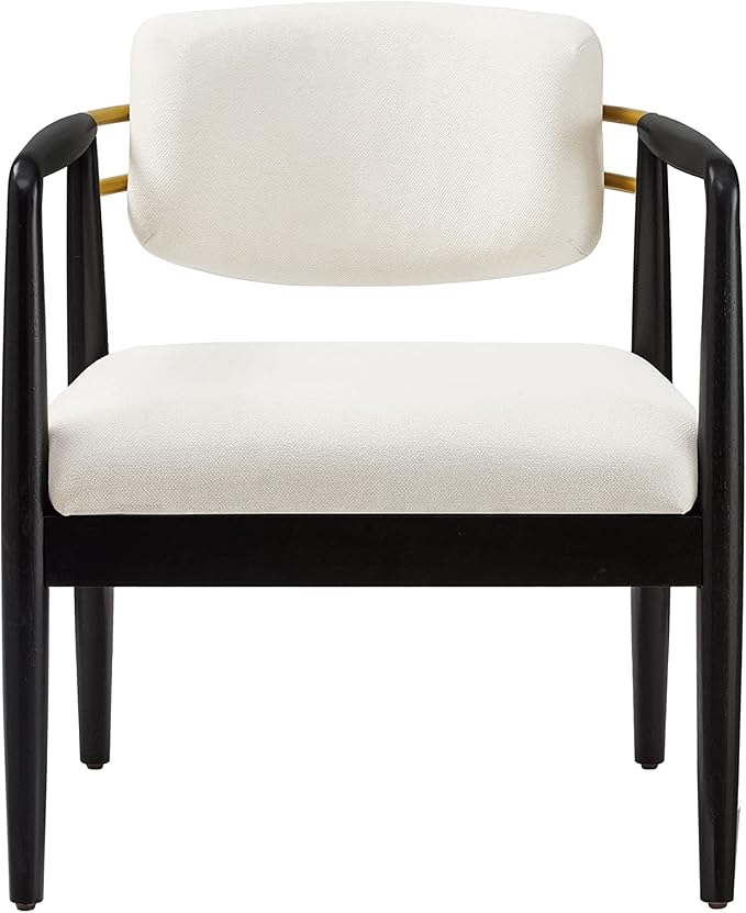 Ball &amp Cast Modern Accent Chair Upholstered Club Chair Comfy Side Armchair with Wooden Frame Ivory