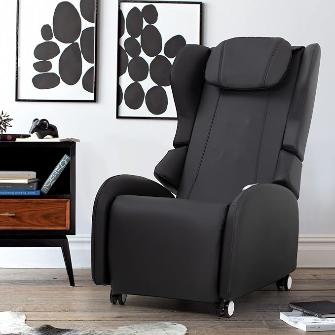 Full Body Shiatsu Massage Chair with 3-Speed Folding Backrest Electric Massage Chair Easy to Move for Living Room Bedroom Office Black