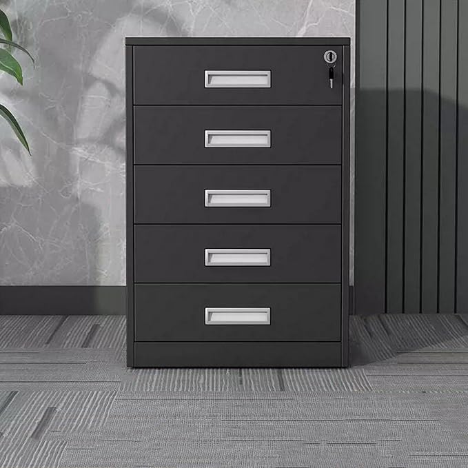 File Cabinet with Lock 5 Drawer Cabinet Under Desk Storage Cabinet Office Storage Cabinet File Information Cabinet (Color : Black)