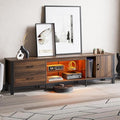 Bestier TV Stand for 75/80/85 inch TV LED Gaming Entertainment Center Modern TV Cabinet with Glass Shelves for Living Room Media Console with 2 Storage Drawers &amp Cabinets for Bedroom Walnut