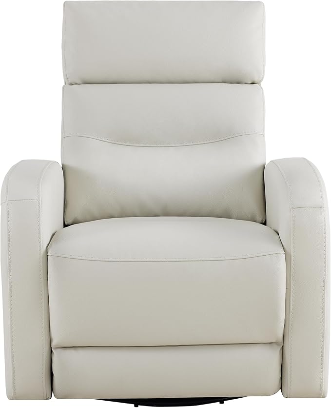 Watson &amp Whitely Swivel Recliner with Power Headrest Recliner Chairs for Adults Small Glider Rocker for Living Room Faux Leather in Cream