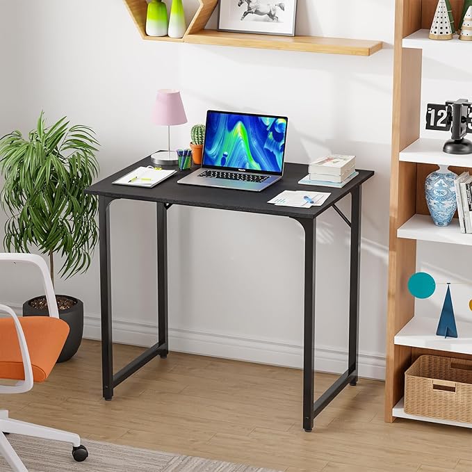 PayLessHere | 32 Inch Computer Desk | Black | Office Desk with Metal Frame Adjustable Feet | Water-Resistant Scratchproof Surface | Sturdy Writing Table for Home Office or Study | Pack of 1