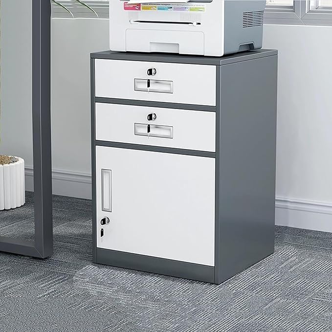 File Cabinet Under The Desk Storage Storage Cabinet with Lock Drawer Cabinet File Data Cabinet Tin File Cabinet (Color : Grey)