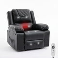 PU Leather Extra Wide Manual Recliner Chair for Adults with Massage &amp Heat Oversized Lazy Recliner with 1.5X Thick Sponge Comfort for Living Room BedroomBlack