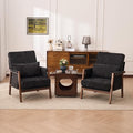 Accent Chairs Set of 2 Mid-Century Modern with Lumbar Support Pillow Upholstered Living Room Chairs with Wooden Chenille Armchair with Cushion Anthropologie Side Chair for Bedroom Black